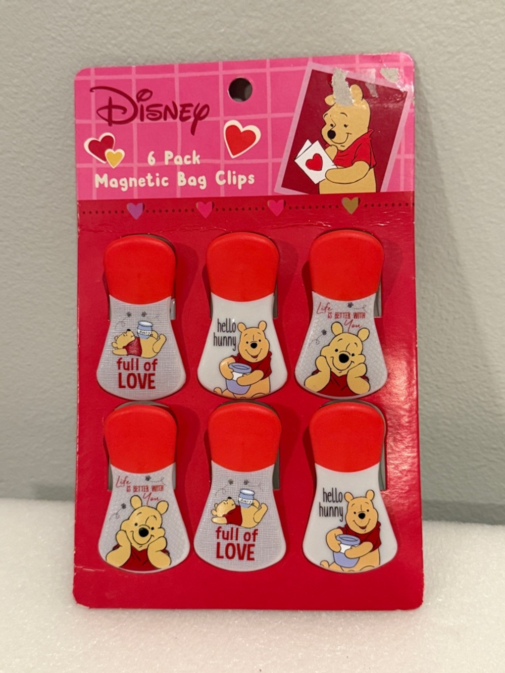 Set of 6 Disney Winnie the Pooh Magnetic Bag Clips NEW